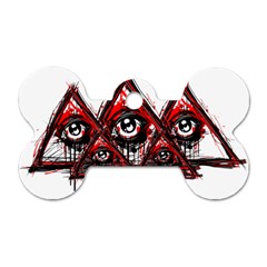 Red White Pyramids Dog Tag Bone (one Sided)