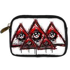 Red White Pyramids Digital Camera Leather Case by teeship