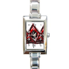 Red White Pyramids Rectangular Italian Charm Watch