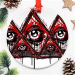 Red White pyramids Round Ornament Front