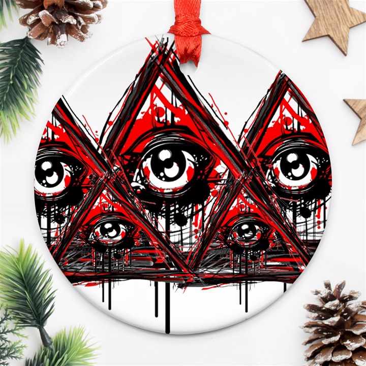 Red White pyramids Round Ornament