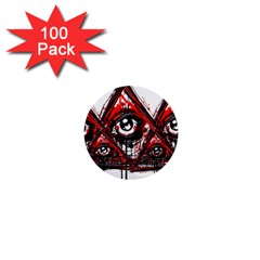 Red White Pyramids 1  Mini Button (100 Pack)