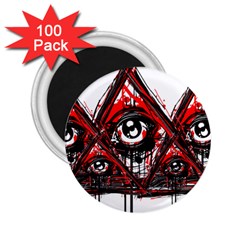 Red White Pyramids 2 25  Button Magnet (100 Pack)