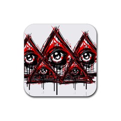 Red White Pyramids Drink Coaster (square)