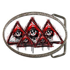 Red White Pyramids Belt Buckle (oval) by teeship