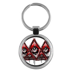 Red White Pyramids Key Chain (round) by teeship