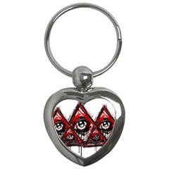 Red White Pyramids Key Chain (heart) by teeship