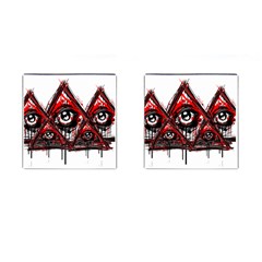 Red White Pyramids Cufflinks (square) by teeship