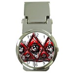 Red White pyramids Money Clip with Watch Front