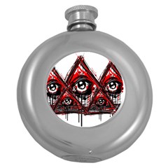 Red White Pyramids Hip Flask (round) by teeship