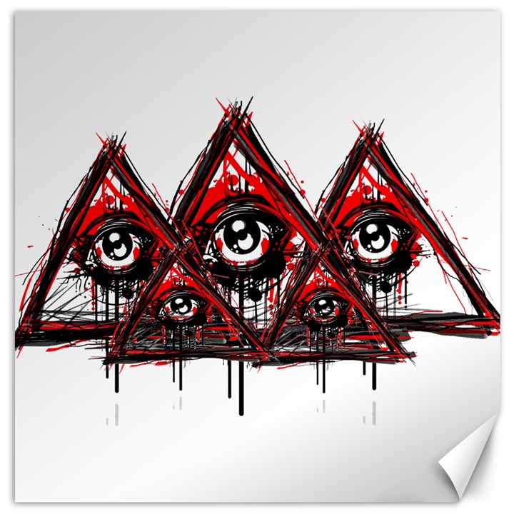 Red White pyramids Canvas 12  x 12  (Unframed)