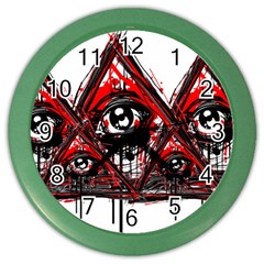 Red White Pyramids Wall Clock (color) by teeship