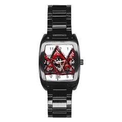 Red White Pyramids Stainless Steel Barrel Watch by teeship