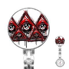 Red White Pyramids Stainless Steel Nurses Watch