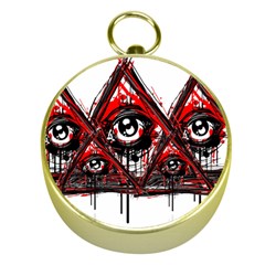 Red White Pyramids Gold Compass by teeship