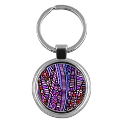 Stained Glass Tribal Pattern Key Chain (round) by KirstenStar