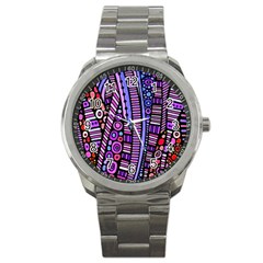 Stained Glass Tribal Pattern Sport Metal Watch by KirstenStar