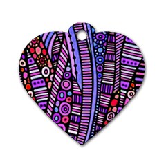 Stained Glass Tribal Pattern Dog Tag Heart (two Sided) by KirstenStar