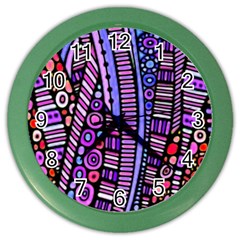 Stained Glass Tribal Pattern Wall Clock (color) by KirstenStar