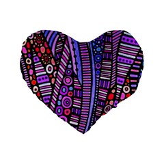 Stained Glass Tribal Pattern Standard 16  Premium Flano Heart Shape Cushion  by KirstenStar