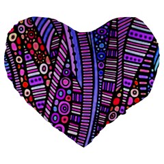 Stained Glass Tribal Pattern Large 19  Premium Flano Heart Shape Cushion by KirstenStar