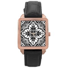 Doodle Cross  Rose Gold Leather Watch 