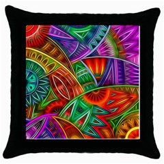 Happy Tribe Black Throw Pillow Case by KirstenStar