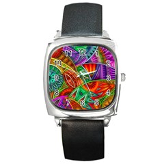 Happy Tribe Square Leather Watch by KirstenStar