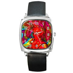 Mardi Gras Square Leather Watch by icarusismartdesigns