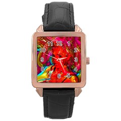 Mardi Gras Rose Gold Leather Watch  by icarusismartdesigns