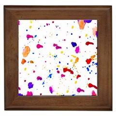 Multicolor Splatter Abstract Print Framed Ceramic Tile