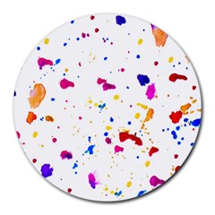 Multicolor Splatter Abstract Print 8  Mouse Pad (Round)