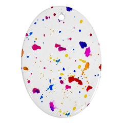 Multicolor Splatter Abstract Print Oval Ornament