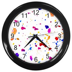 Multicolor Splatter Abstract Print Wall Clock (black) by dflcprints