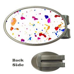 Multicolor Splatter Abstract Print Money Clip (Oval)