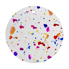 Multicolor Splatter Abstract Print Round Ornament (two Sides)