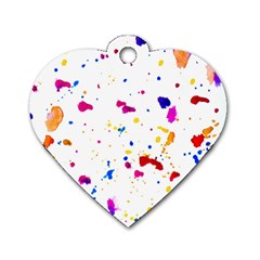 Multicolor Splatter Abstract Print Dog Tag Heart (Two Sided)