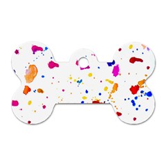 Multicolor Splatter Abstract Print Dog Tag Bone (One Sided)