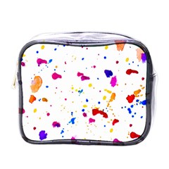 Multicolor Splatter Abstract Print Mini Travel Toiletry Bag (One Side)