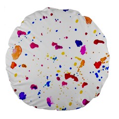 Multicolor Splatter Abstract Print Large 18  Premium Round Cushion 