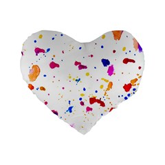 Multicolor Splatter Abstract Print Standard 16  Premium Heart Shape Cushion 