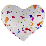 Multicolor Splatter Abstract Print Large 19  Premium Heart Shape Cushion Front