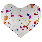 Multicolor Splatter Abstract Print Large 19  Premium Heart Shape Cushion Back