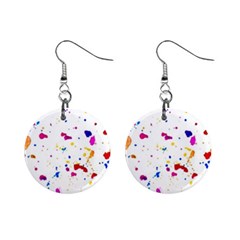 Multicolor Splatter Abstract Print Mini Button Earrings by dflcprintsclothing