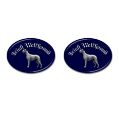 Silver Irish Wolfhound Cufflinks (oval) - Blue by iwhbran