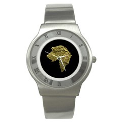 Gold Irish Wolfhound Head Stainless Steel Watch (slim)