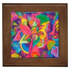 Colorful Floral Abstract Painting Framed Ceramic Tile by KirstenStar