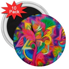 Colorful Floral Abstract Painting 3  Button Magnet (10 Pack) by KirstenStar