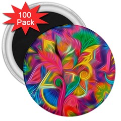 Colorful Floral Abstract Painting 3  Button Magnet (100 Pack) by KirstenStar