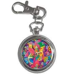 Colorful Floral Abstract Painting Key Chain Watch